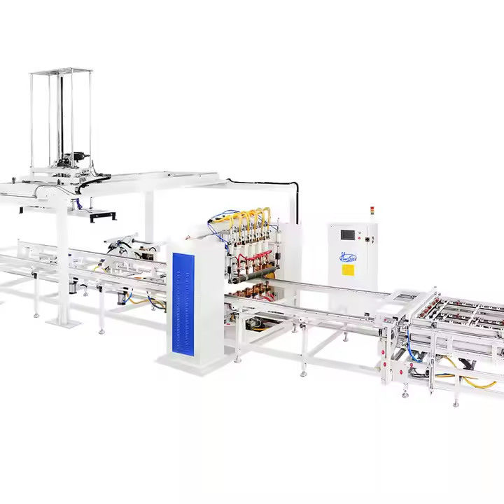 Hwashi IBC Cage Frame Automatic Welding Machine Linea di produzione Mesh Scarico Meccanico Arm Base Frame Welding Machine