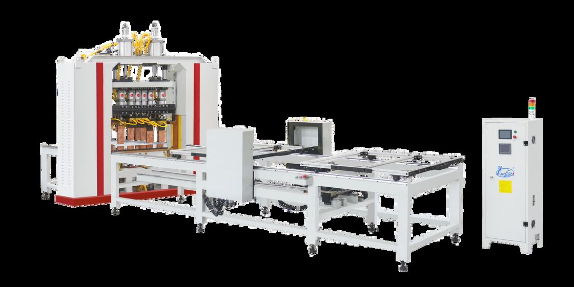 Saldatrice a filo a sbalzo con lunghezza di saldatura effettiva di 3000 mm e alimentatore a doppio strato con 20 gruppi di teste di saldatura